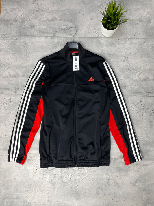 Sudadera adidas negra con detalles rojos